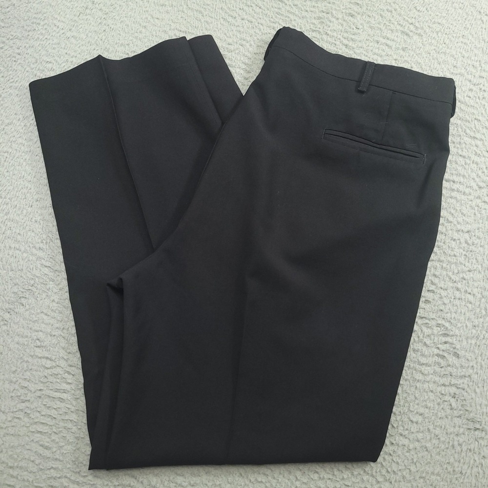Haggar Mens Dress Pants 38x31 (35x29.5) Black Pleated Front‎ Career Office